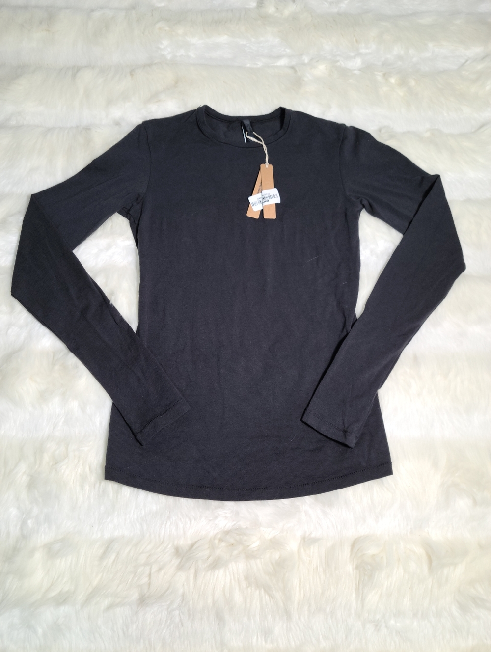 SKIMS Maternity Cotton Jersey Long Sleeve T-Shirt Black Soot Women Small NEW